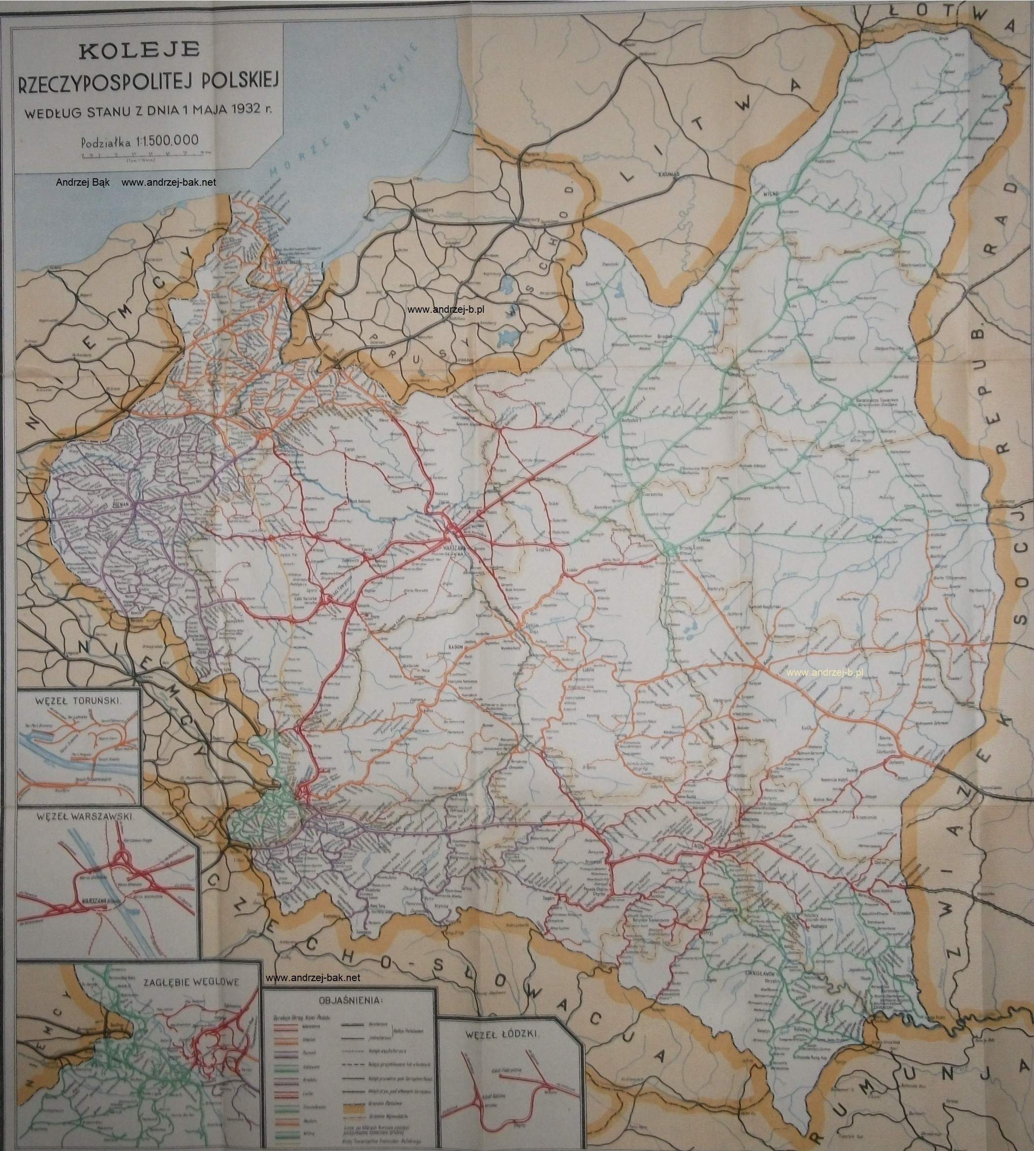 MAPA KOLEJE POLSKIE 1932 r